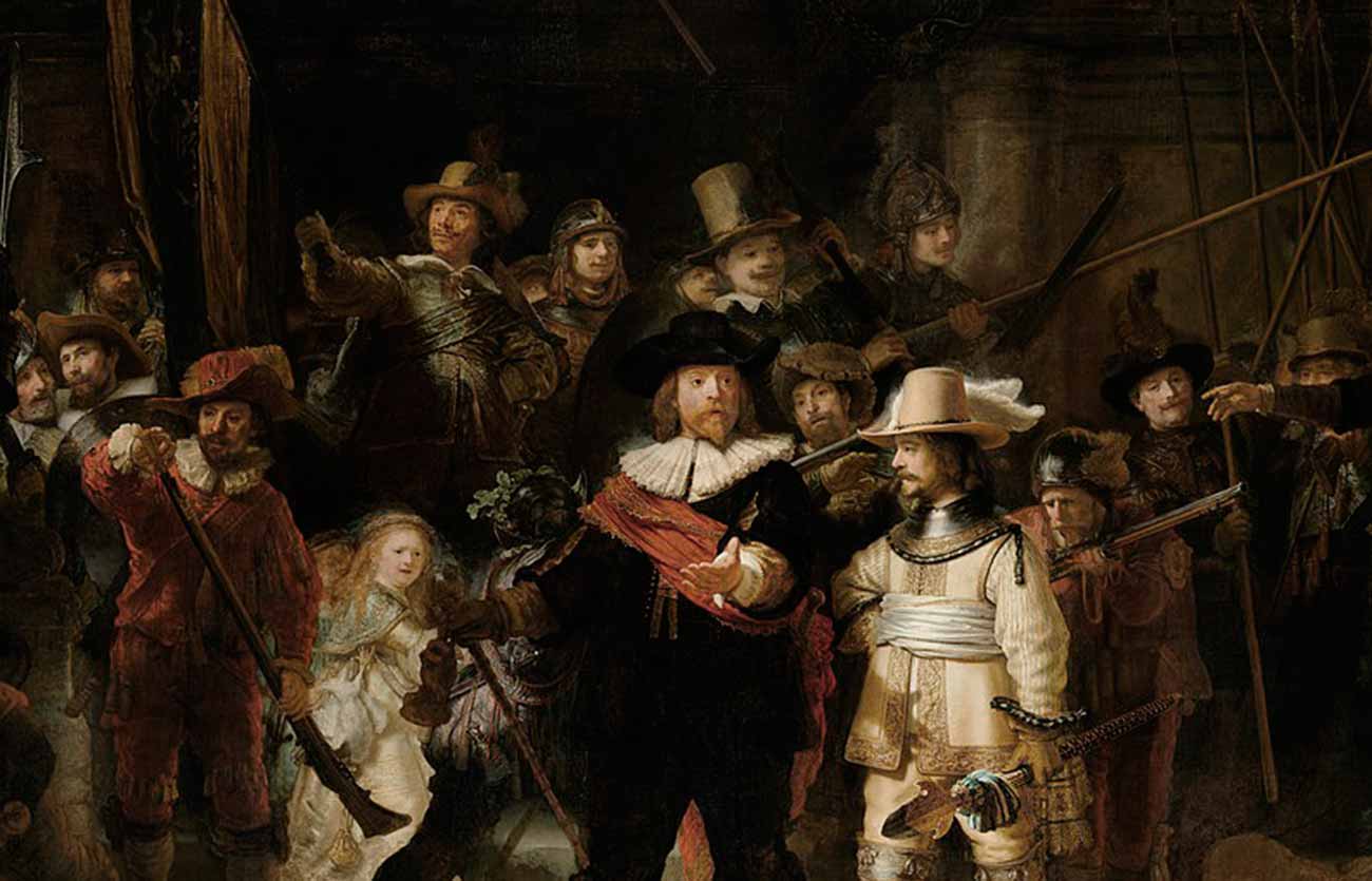 Rembrandt Night watch drawing.