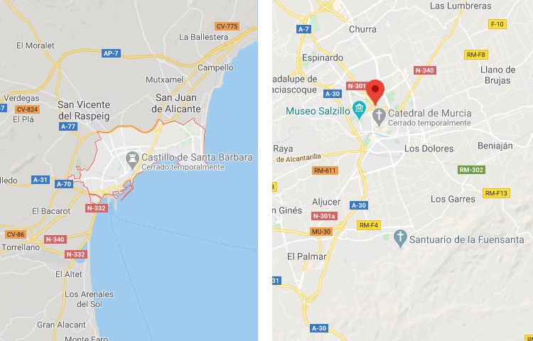 Qué ciudad es más grande Alicante o Murcia