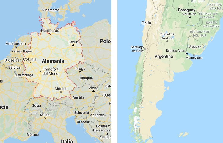 Qué es más grande Alemania o Argentina