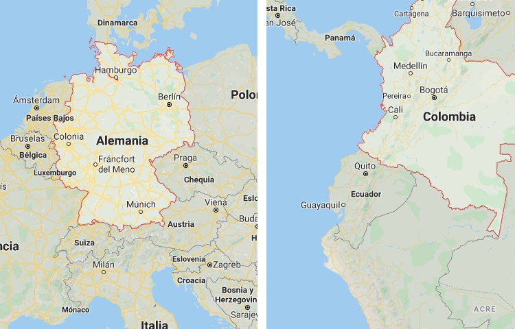 Qué es más grande Alemania o Colombia