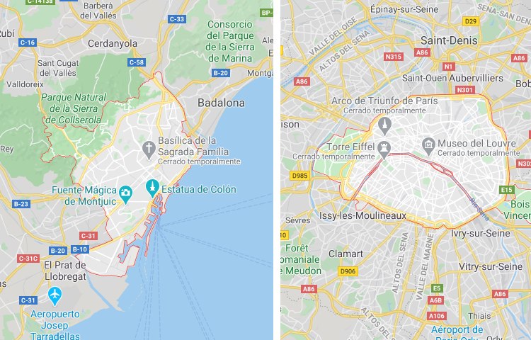 Qué es más grande Barcelona o París