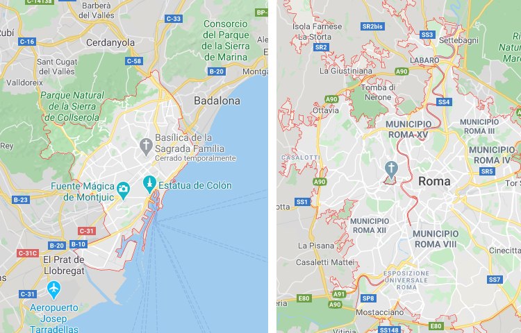 Qué es más grande Barcelona o Roma
