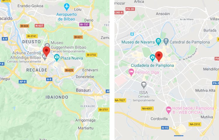 Qué es más grande Bilbao o Pamplona