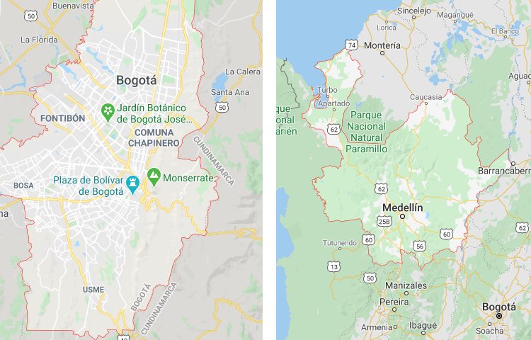 Qué es más grande Bogotá o Antioquia