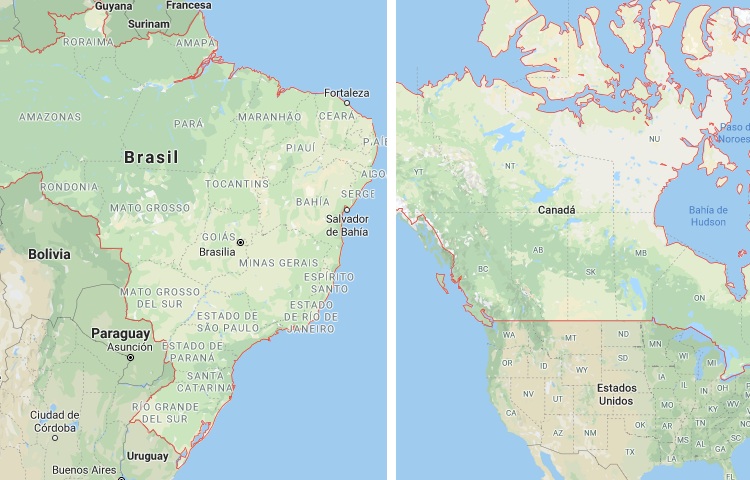 Qué es más grande Brasil o Canadá