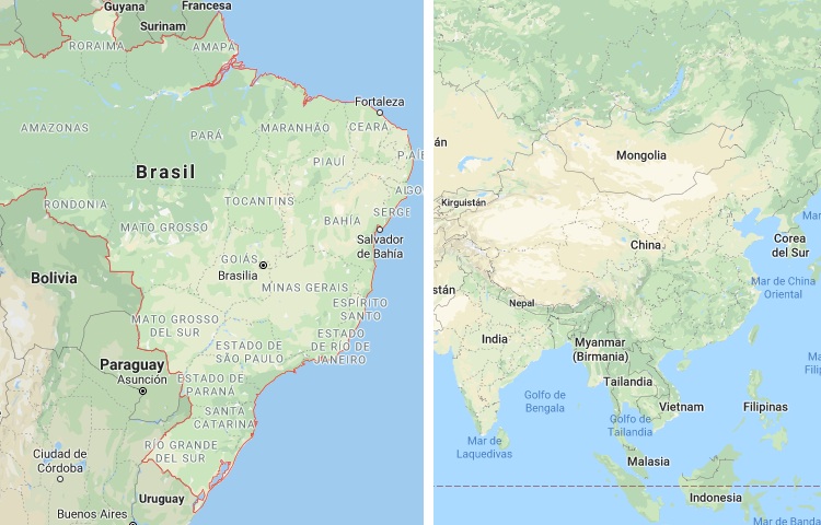 Qué es más grande Brasil o China