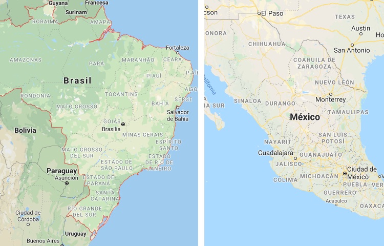 Qué es más grande Brasil o México