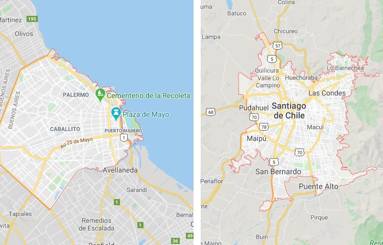 Qué es más grande Buenos Aires o Santiago de Chile