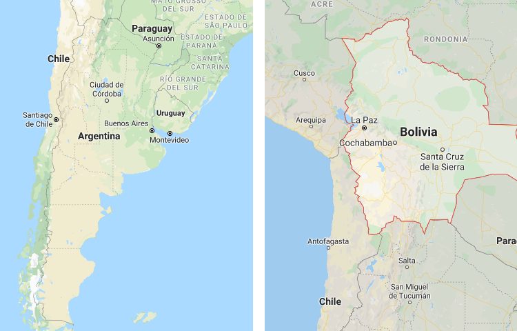 Qué es más grande Chile o Bolivia