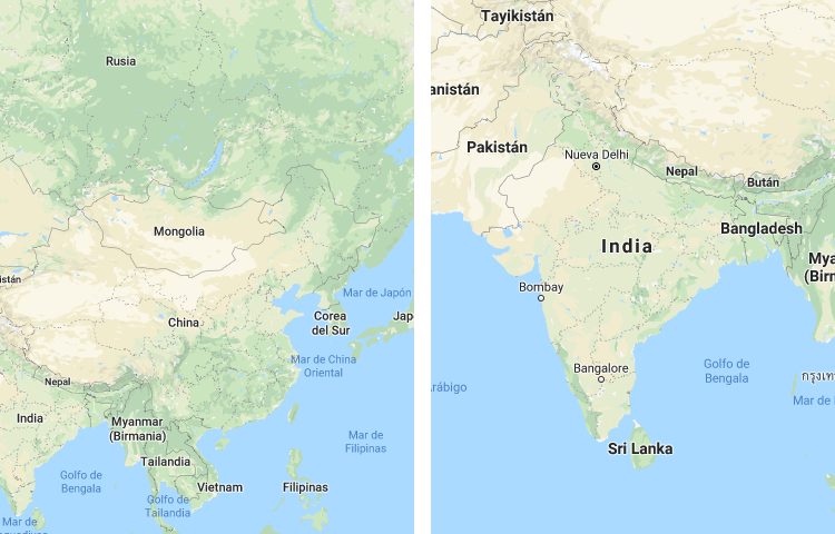 Qué es más grande China o La India