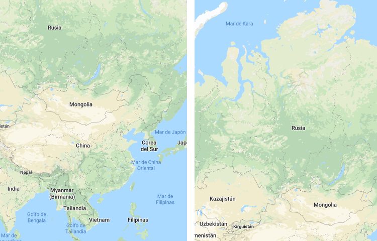 Qué es más grande China o Rusia