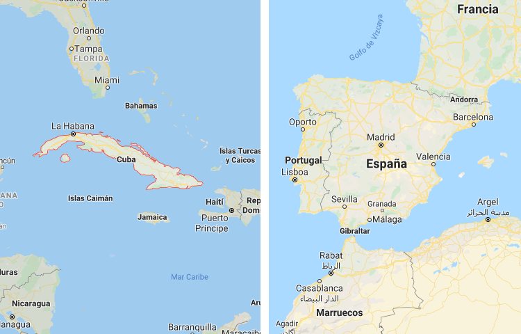 Qué es más grande Cuba o España