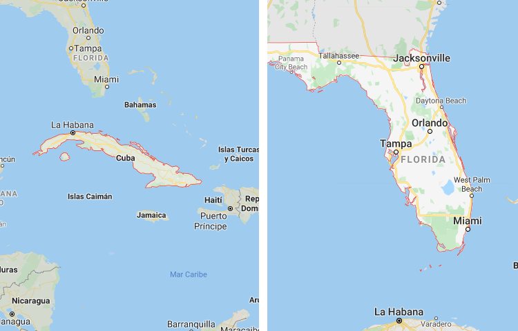 Qué es más grande Cuba o La Florida