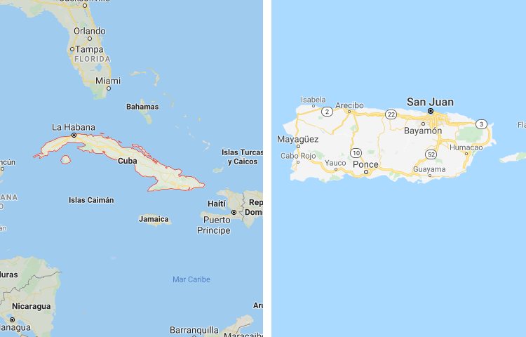 Qué es más grande Cuba o Puerto Rico