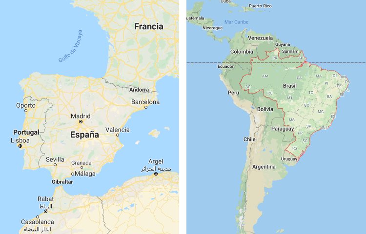 Qué es más grande España o Brasil