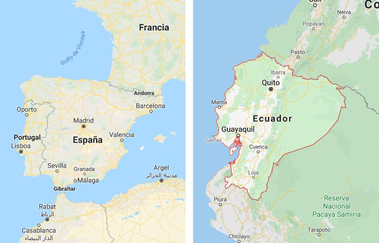 Qué es más grande España o Ecuador