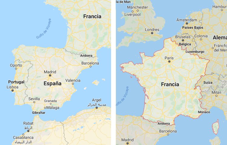 Qué es más grande España o Francia