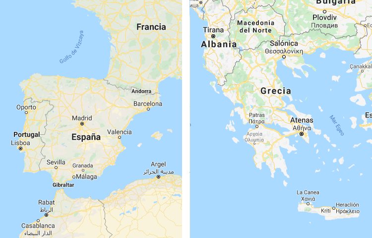 Qué es más grande España o Grecia