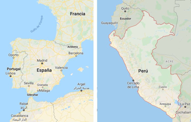 Qué es más grande España o Perú