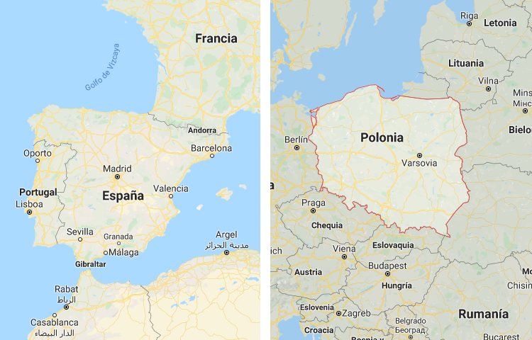 Qué es más grande España o Polonia