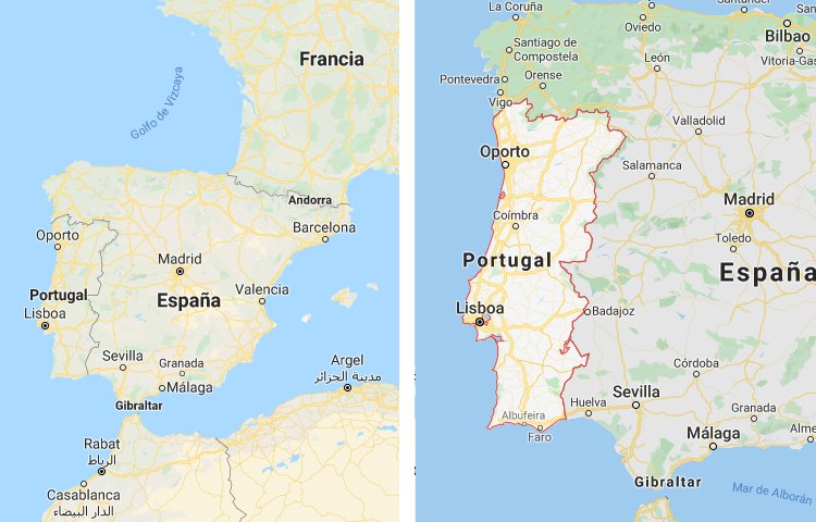 Qué es más grande España o Portugal