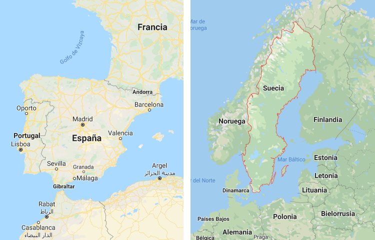 ¿Quién es más grande España o Suecia