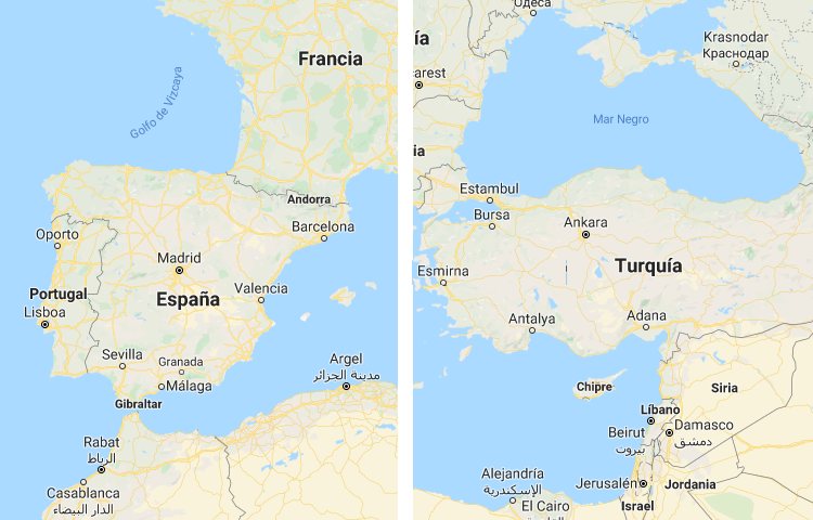 Qué es más grande España o Turquía