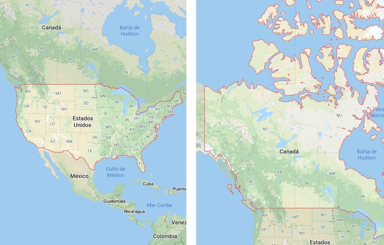 Qué es más grande Estados Unidos o Canadá