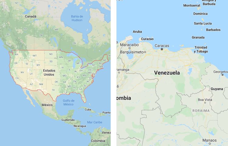 Qué es más grande Estados Unidos o Venezuela