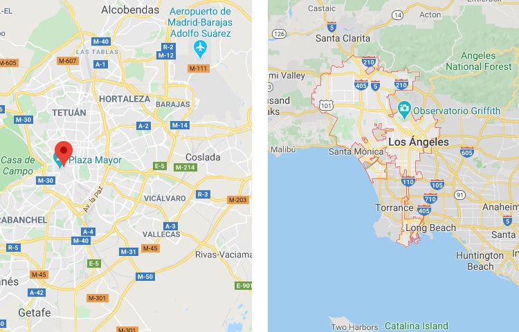 Qué es más grande Madrid o Los Ángeles