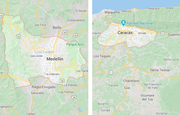 Qué es más grande Medellín o Caracas