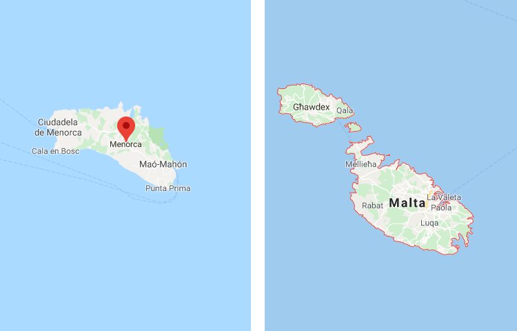 Qué es más grande Menorca o Malta