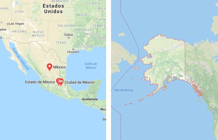 Qué es más grande México o Alaska