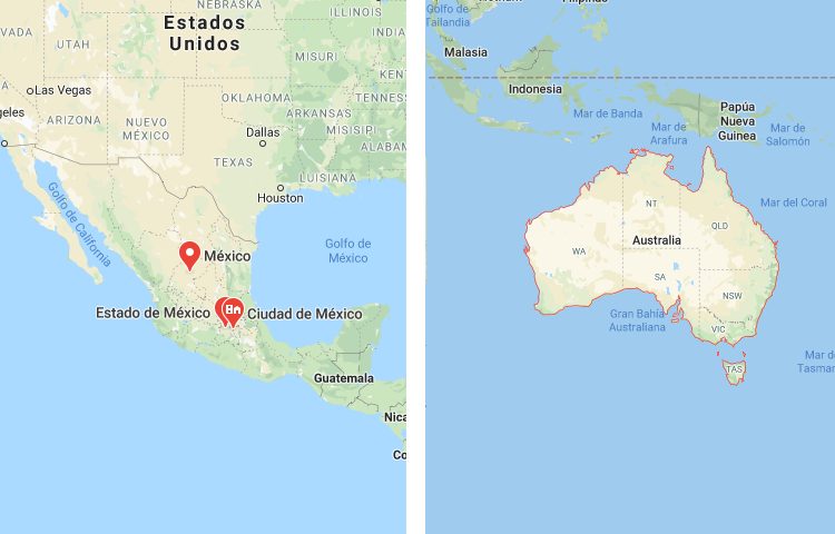 Qué es más grande México o Australia