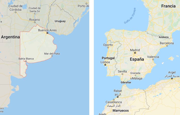 Qué es más grande la Provincia de Buenos Aires o España