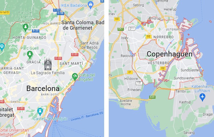 Qué es más grande Barcelona o Copenhague