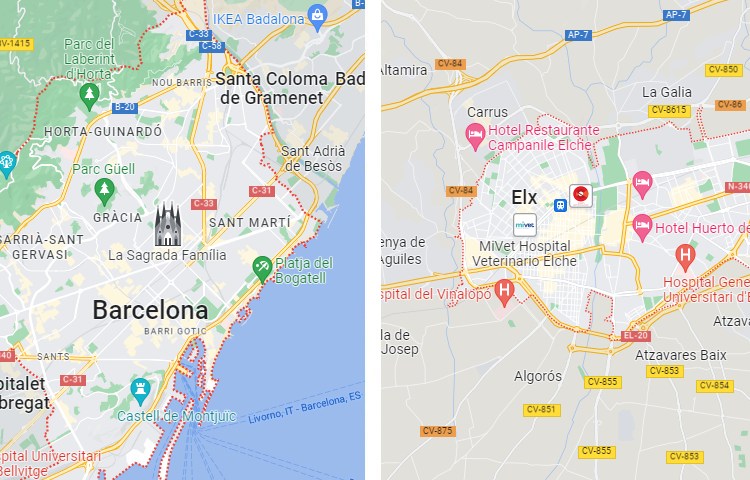 Qué es más grande Barcelona o Elche