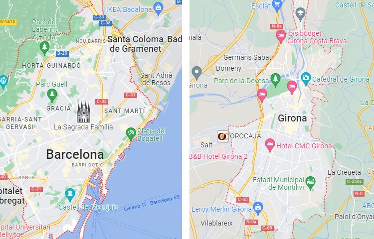 Qué es más grande Barcelona o Girona