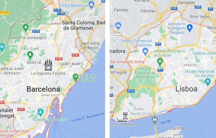 Qué es más grande Barcelona o Lisboa