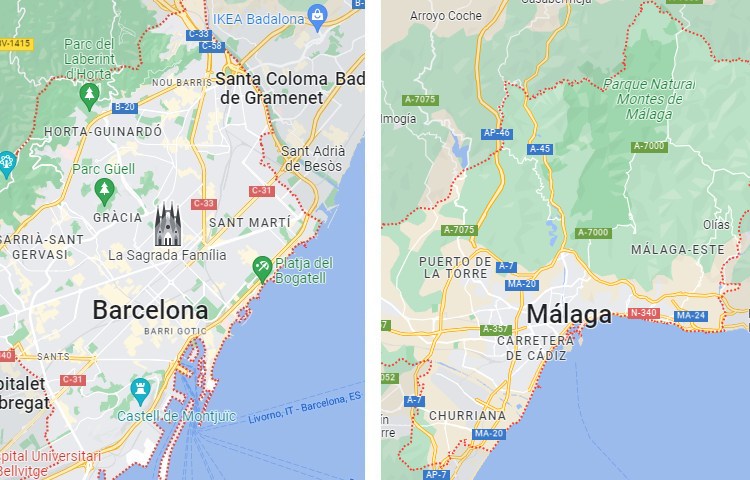 Qué es más grande Barcelona o Málaga