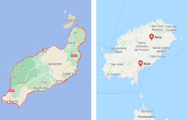 Qué es más grande Ibiza o Lanzarote