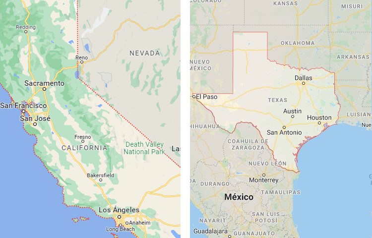 Qué es más grande Texas o California