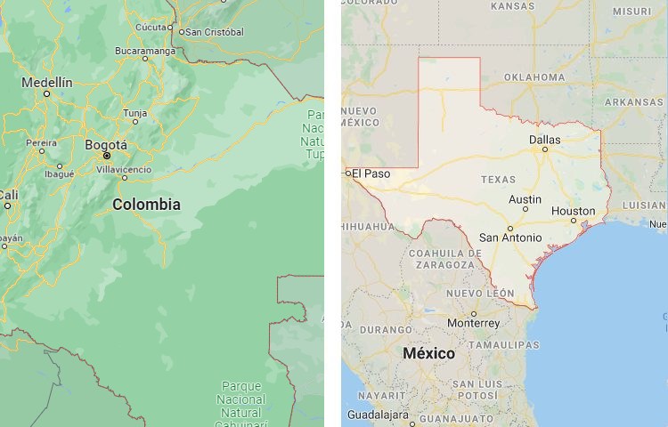 Qué es más grande Texas o Colombia